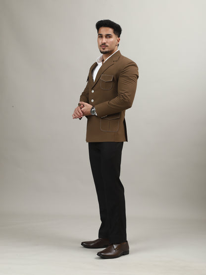 Tuscan Brown Hunting Blazer with Signature Pocket Detailing