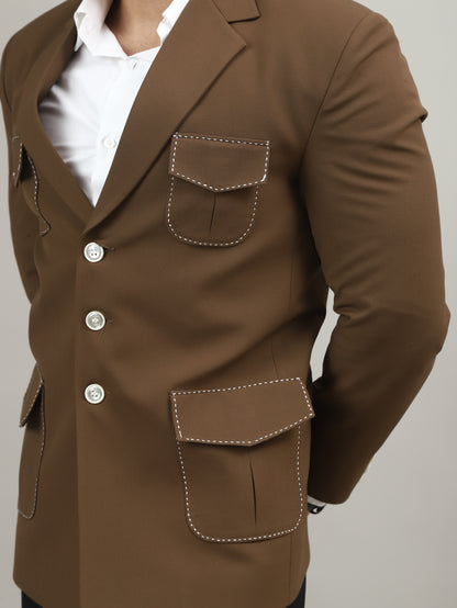 Tuscan Brown Hunting Blazer with Signature Pocket Detailing