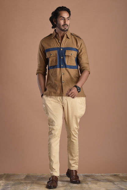 Camel Brown Hunt in Style Shirt