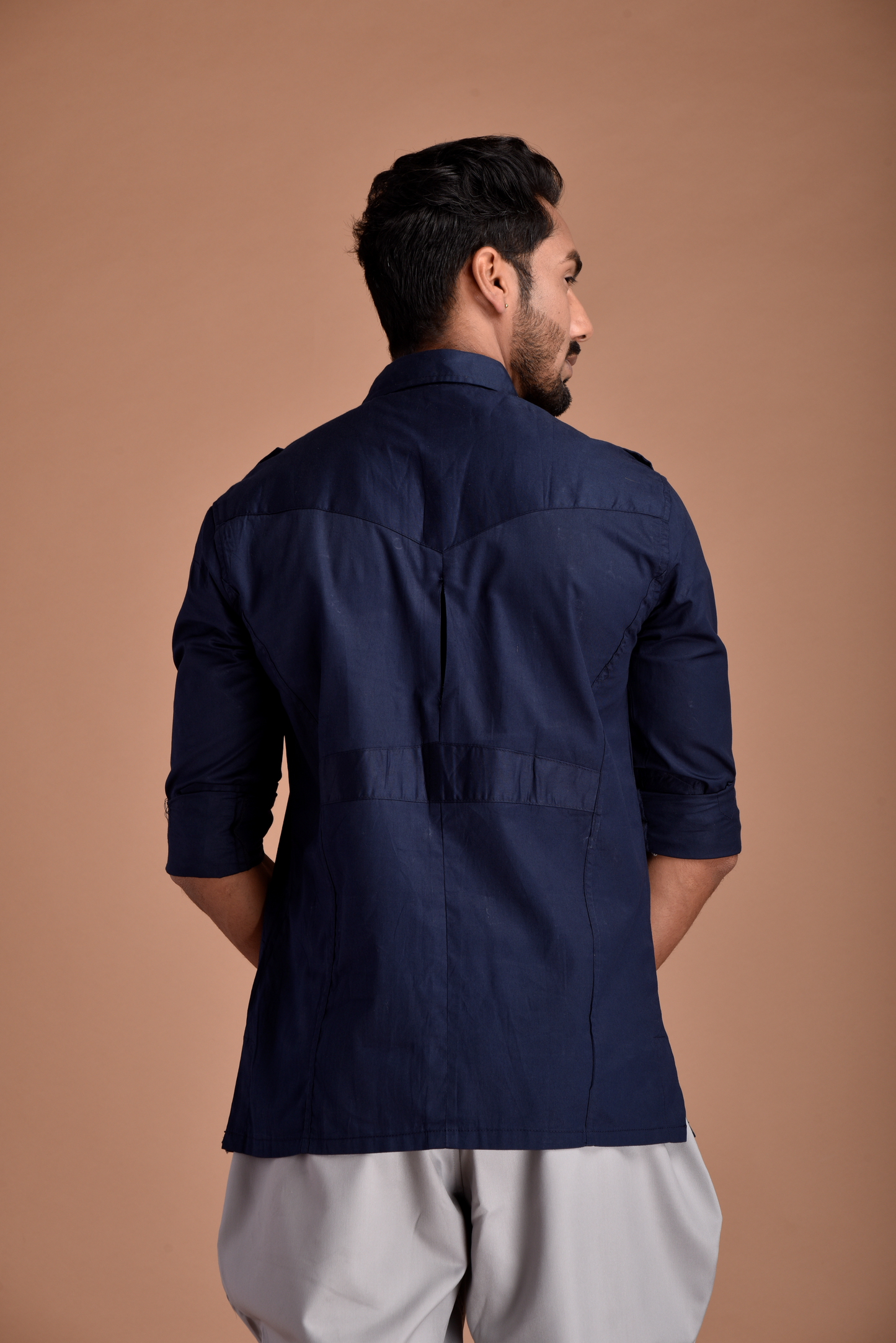 Rajputana Hunting Styled Navy Blue Shirt