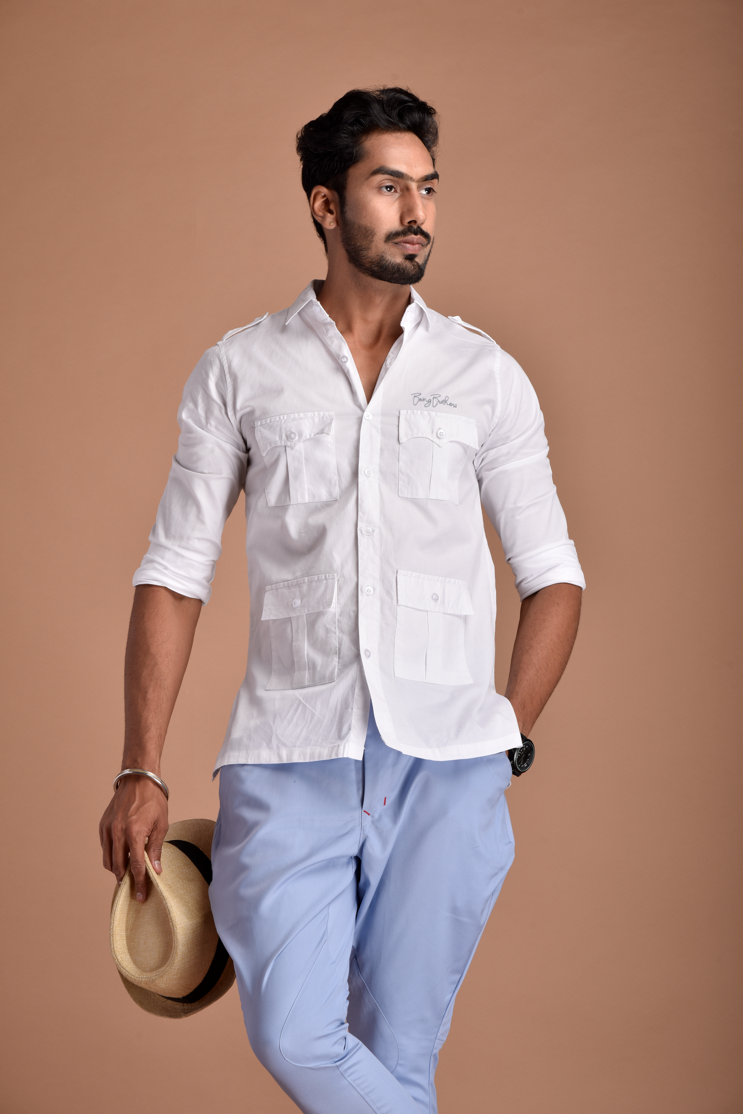 Rajputana Hunting Styled White Shirt