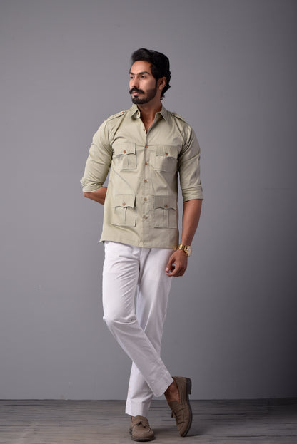 Comfy Moss Green Hunting Style Shirt