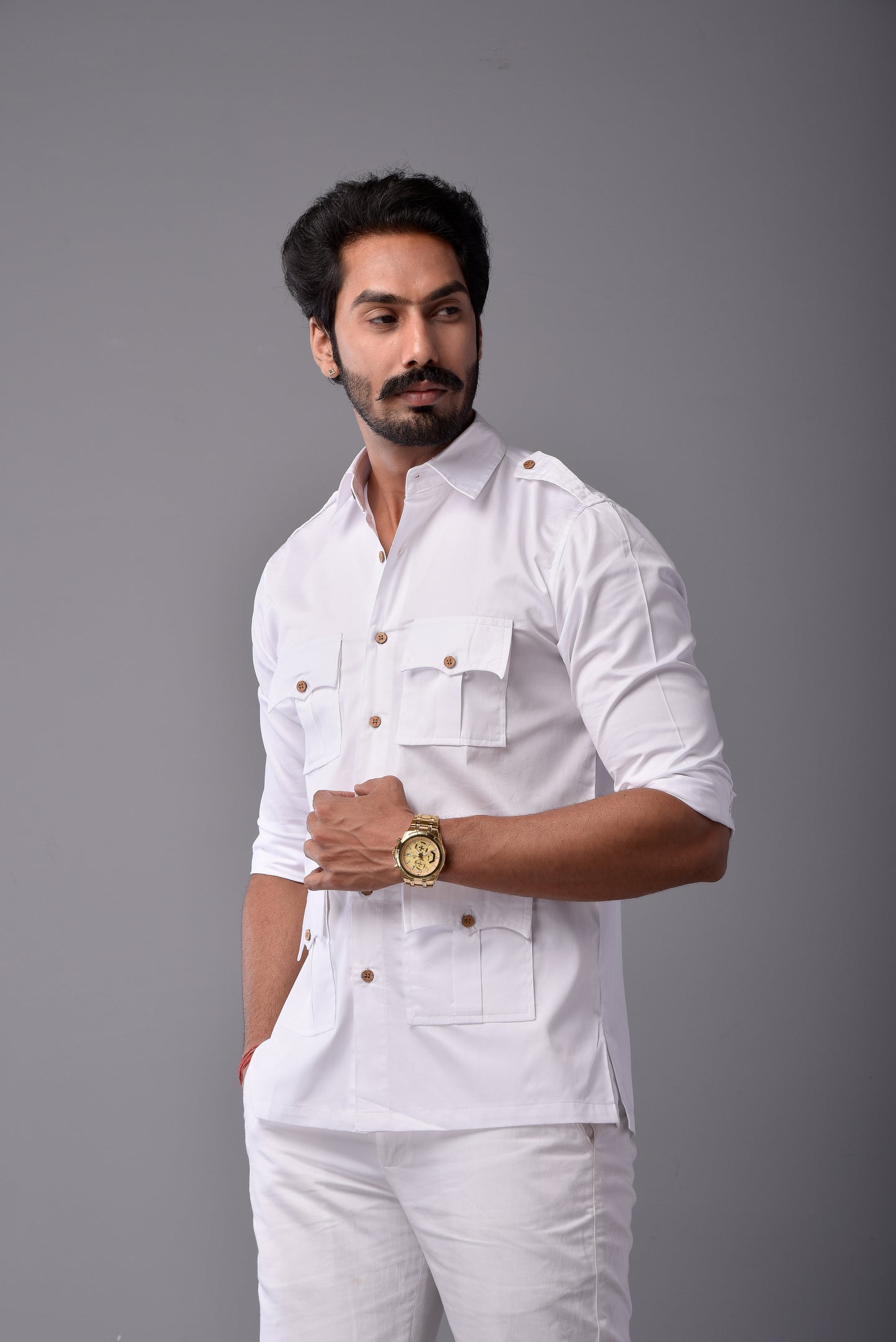 Comfy White Hunting Style Shirt