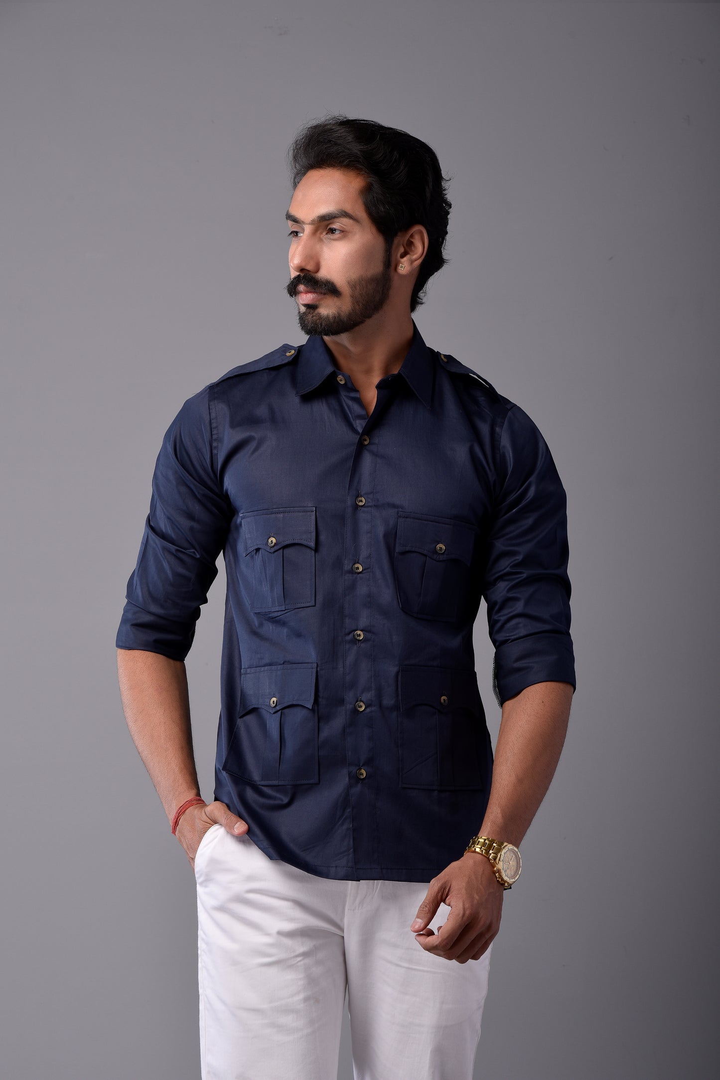 Comfy Navy Blue Hunting Style Shirt