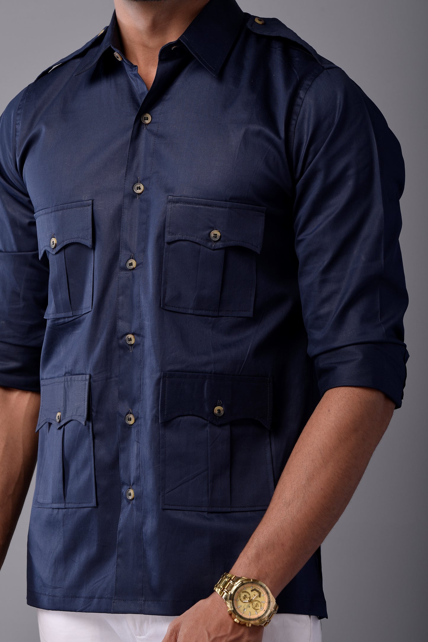 Comfy Navy Blue Hunting Style Shirt