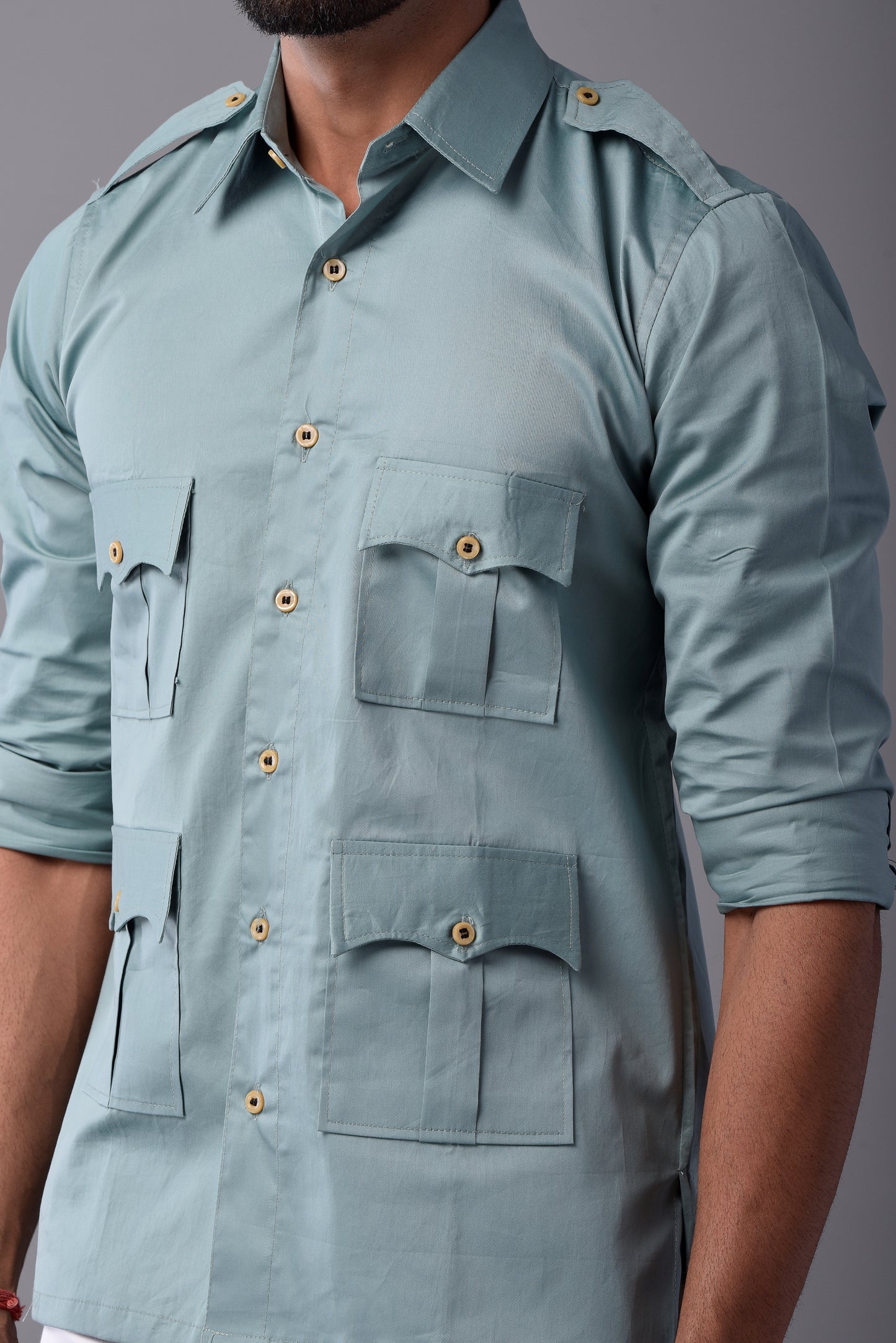 Comfy Turquoise Blue Hunting Style Shirt