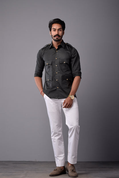 Comfy Dark Green Hunting Style Shirt