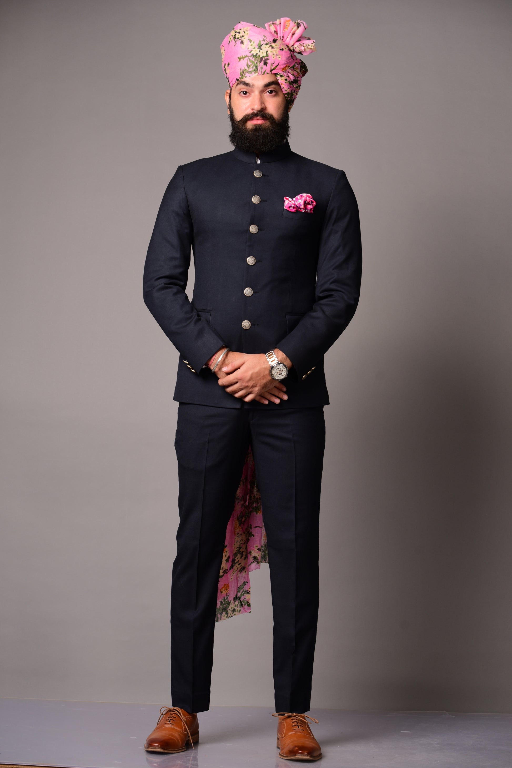 Navy Blue Wedding Dulha Coat Pant Bespoke Navy Blue Jodhpuri