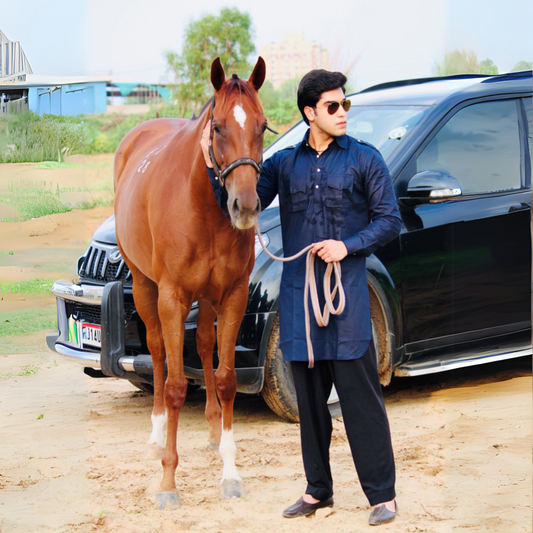 Rajputana Hunting styled Navy Blue Kurta with Black Pathani Salwar |Perfect for Festive wear, Functional wear, Casual wear| Pooja, Raksha Bandhan, Diwali|