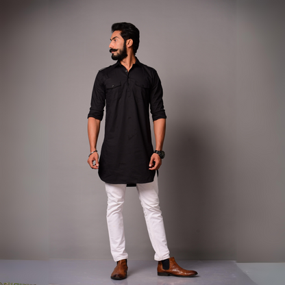 Black Colour Hunting Kurta Pajama