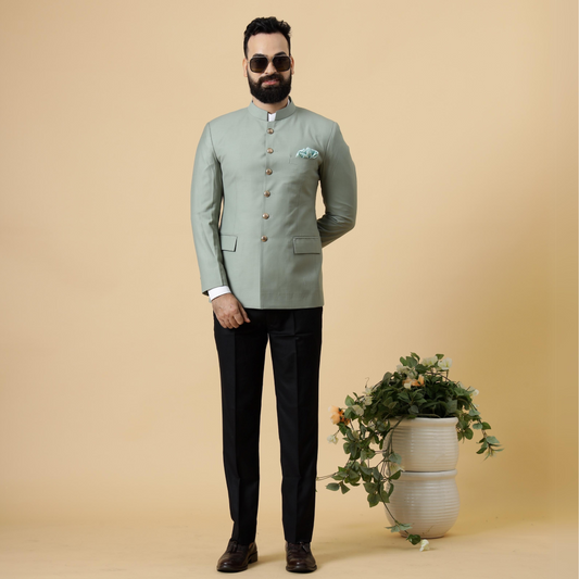 Moss Green Jodhpuri Blazer with Black Trouser| Perfect for Wedding and Casual wear|