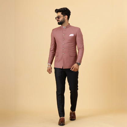 Exclusive Rosewood Jodhpuri Bandhgala with Black Trouser| Terry Rayon | Perfect for Cocktail party , Funtional wear, Festive  wear|