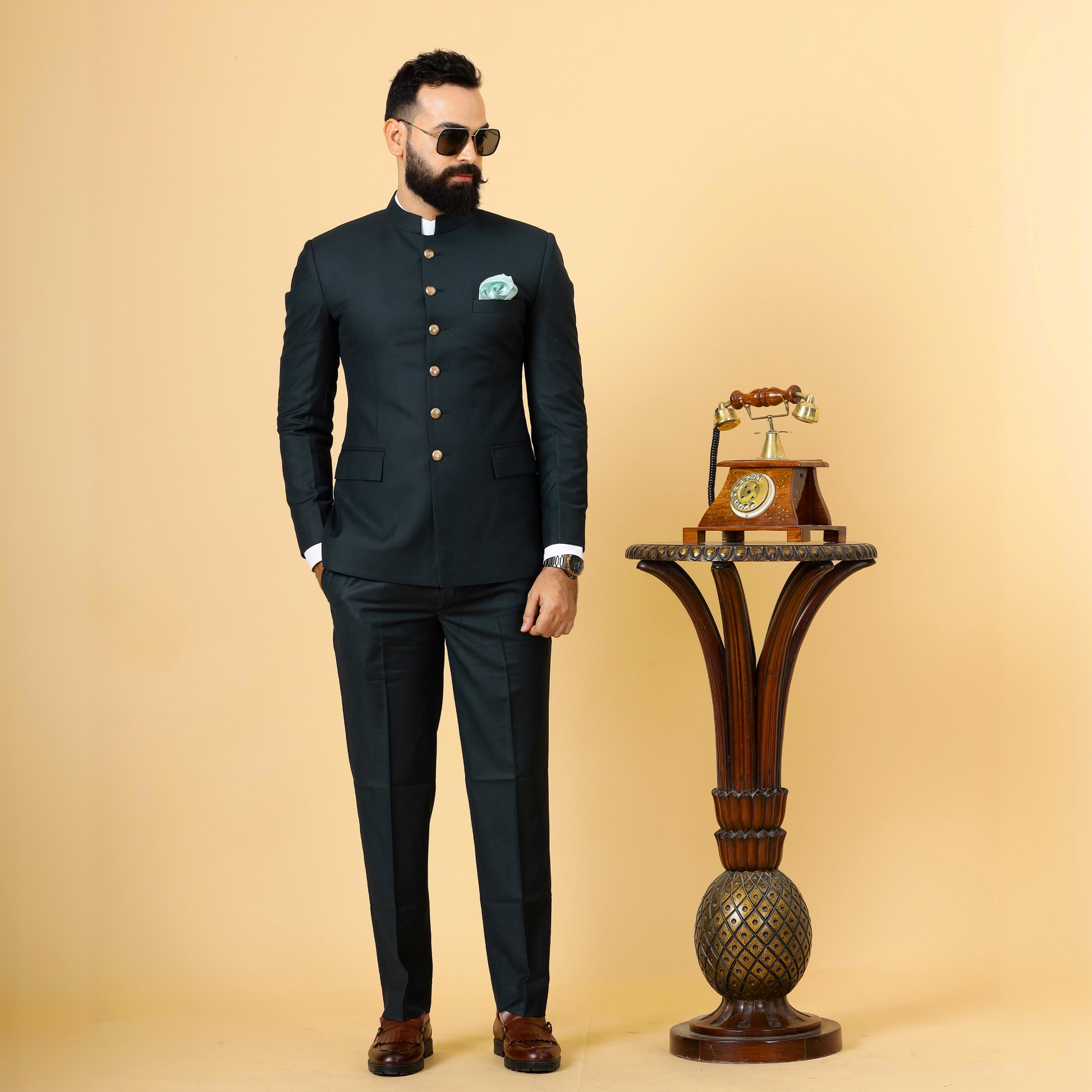 Traditional Dark Green Jodhpuri Suit Perfect for Wedding and Casual wear| S