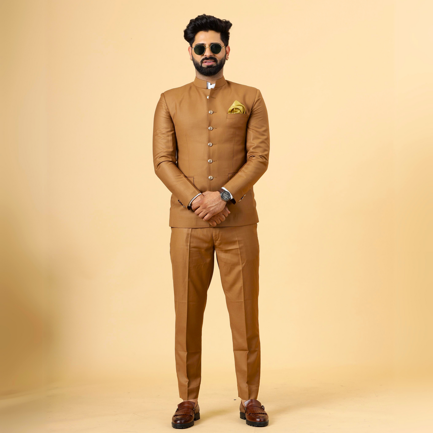 Traditional Caramel Brown Jodhpuri Suit | Perfect for Wedding and Casual wear|