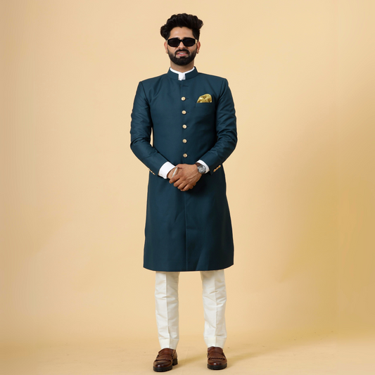 Classic Teal Achkan for Men