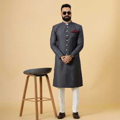 Classic Charcoal Grey Achkan for Men
