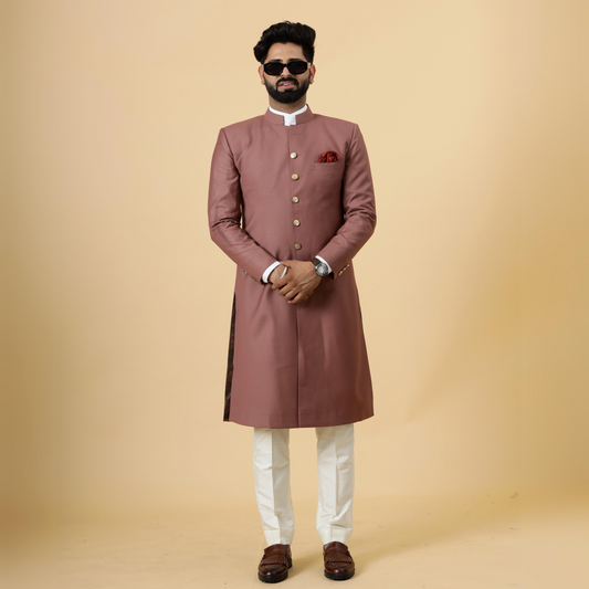Classic Rosewood Achkan for Men