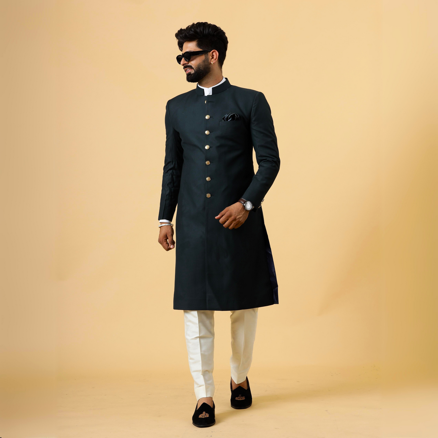 Classic Dark Green Achkan for Men