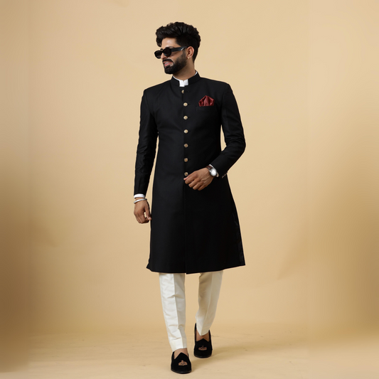 Classic Black Achkan for Men