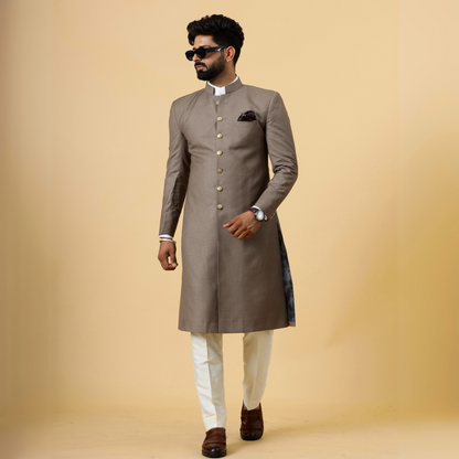 Classic Mink Brown Achkan for Men