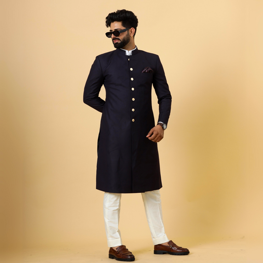 Classic Blue Berry Achkan for Men