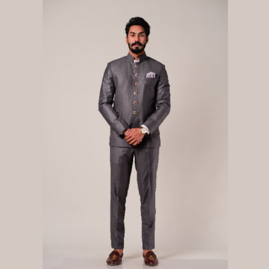 Dark Grey Royal Jodhpuri Suit for Men