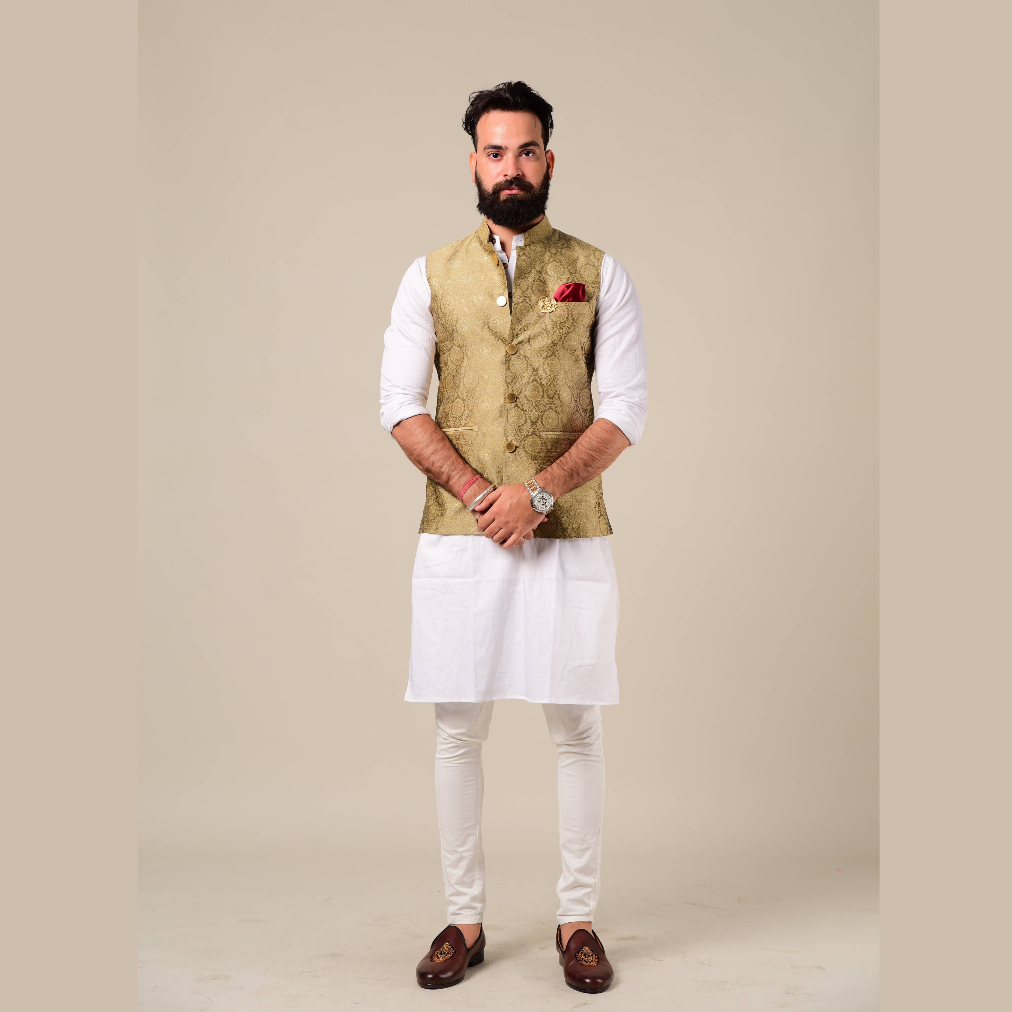 Buy Sea Green Self Design Kurta-Jacket Set by Designer RNG SAFAWALA Online  at Ogaan.com