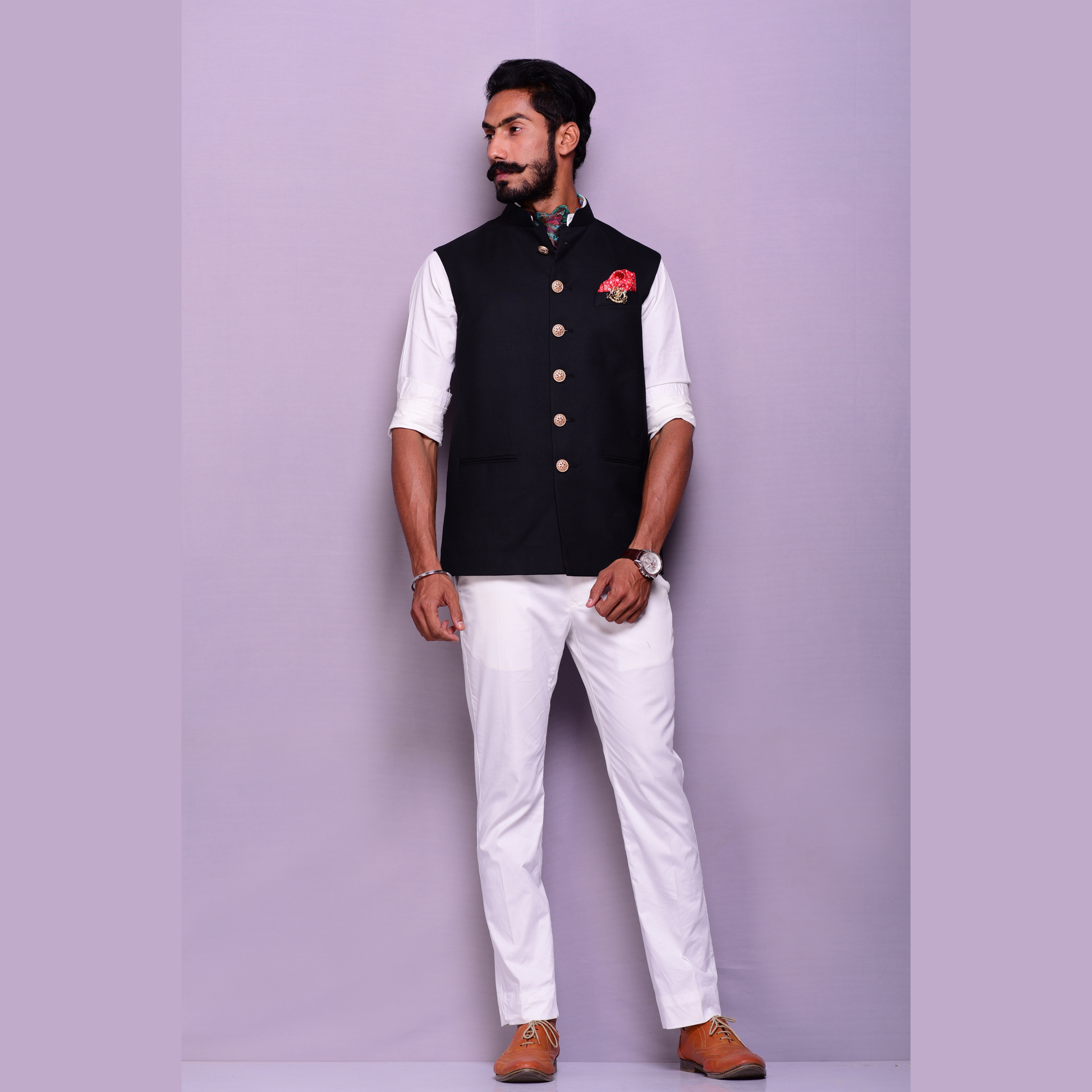 Classic Black Solid Nehru Jacket My Personal Fit XS