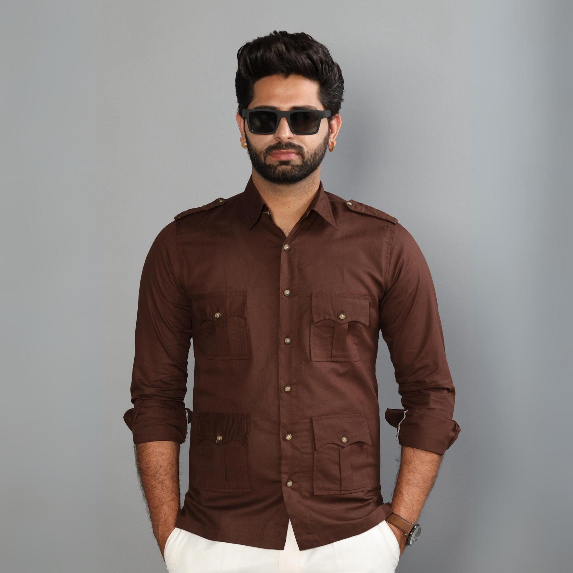 Coffee Brown Turkish Linen Hunting Shirt – Rajanyas