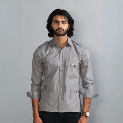Fossil Grey Turkish Linen Hunting Shirt