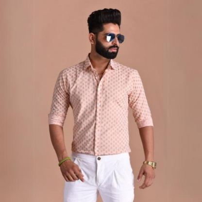 Pink Color Sanganeri Printed Shirt