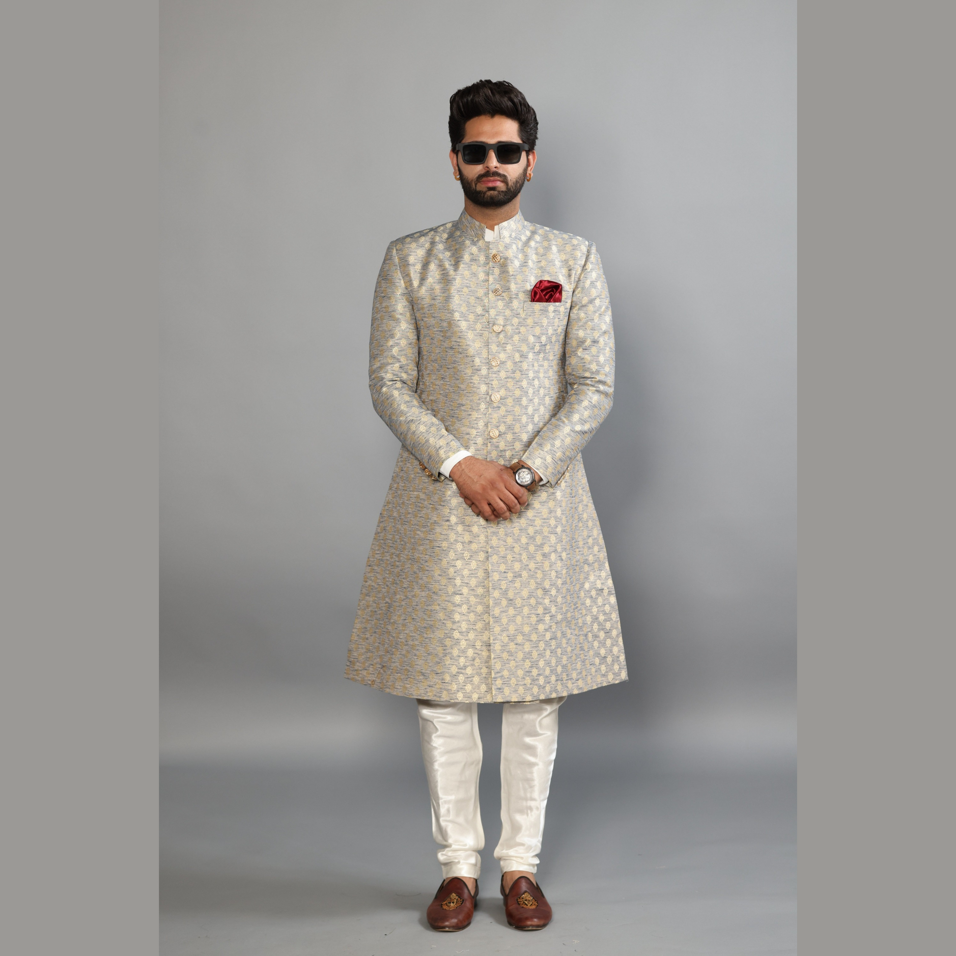 Handmade Banarasi Brocade Sherwani Achkan for Men Father Son