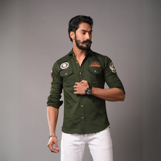 Dark Green Ultra-Comfort Casual Look Premium Rajputana Shirt