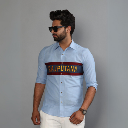 Navy Stripe Sky Blue Rajputana Shirt