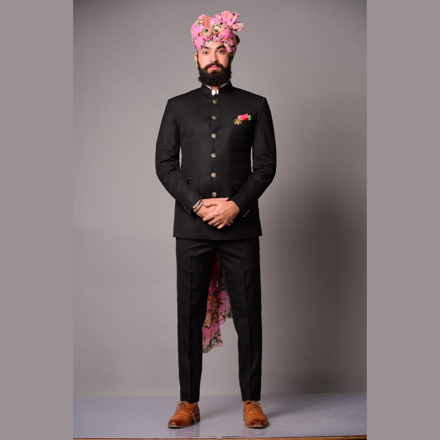 Black Designer Bandhgala Jodhpuri Suit