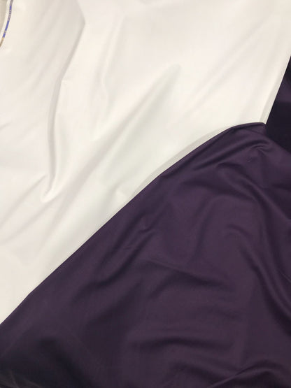 Off-white Pathani Kurta-Salwar Set With Dark Purple Blazer