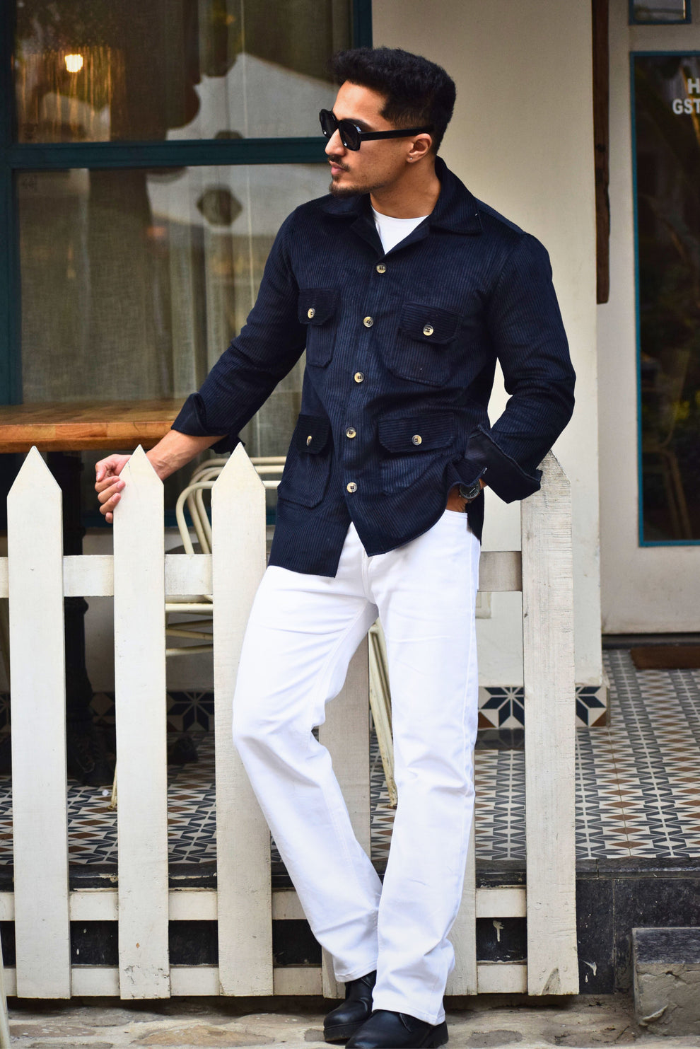 Navy Blue Corduroy Hunting Shacket for Men – Rajanyas