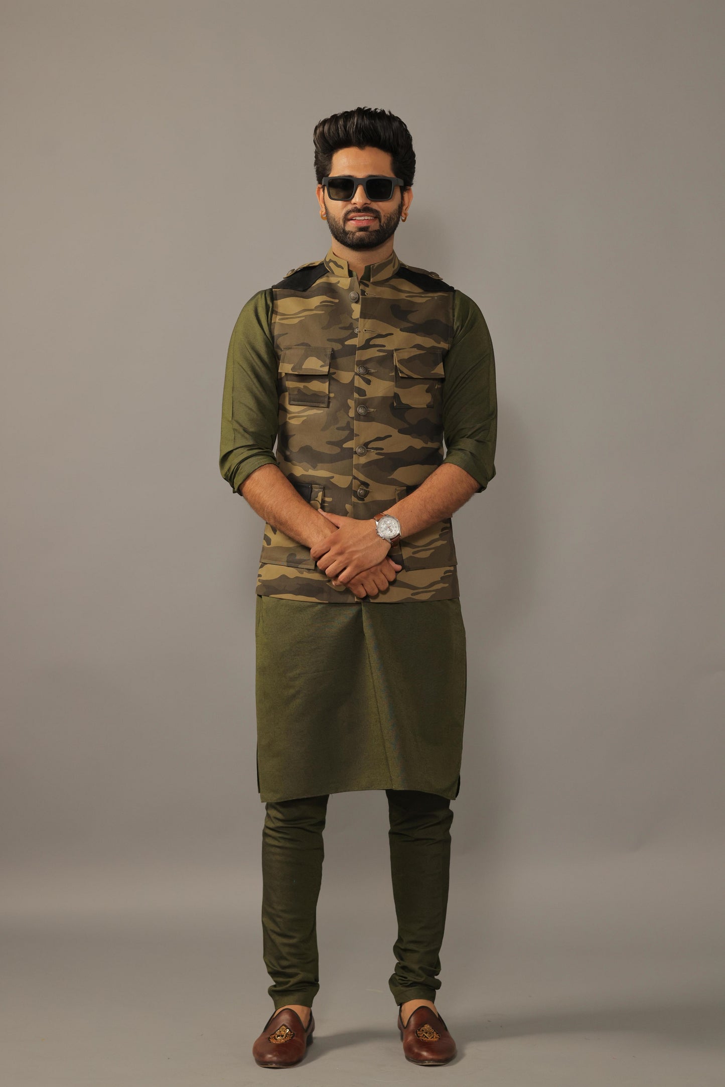 Olive Green Camouflage Hunting Style Jacket