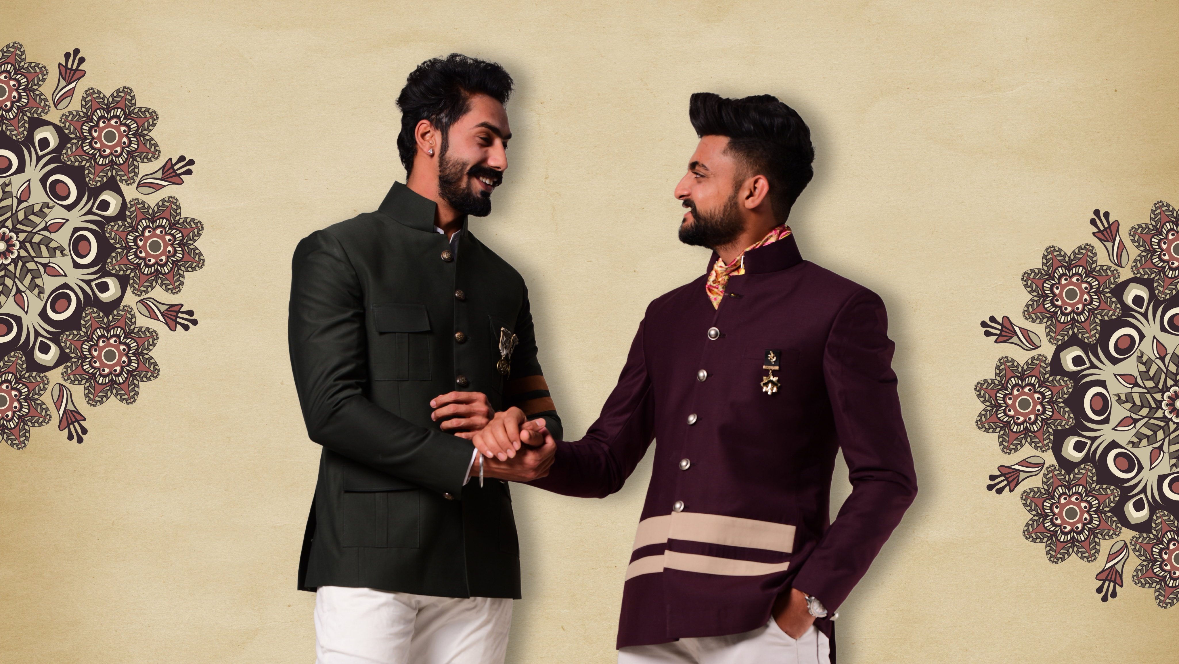 Buy Jodhpuri Suit Royal Stylish Partywear Beige Sherwani for Men Designer  Coat Pant Jacket Blazer With Wine Pant Diwali Eid Festive Wear Online in  India - Etsy