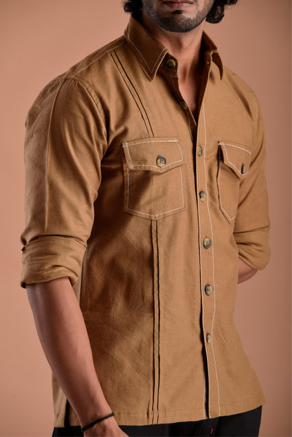 Urban Camel Brown Hunting Style Shirt