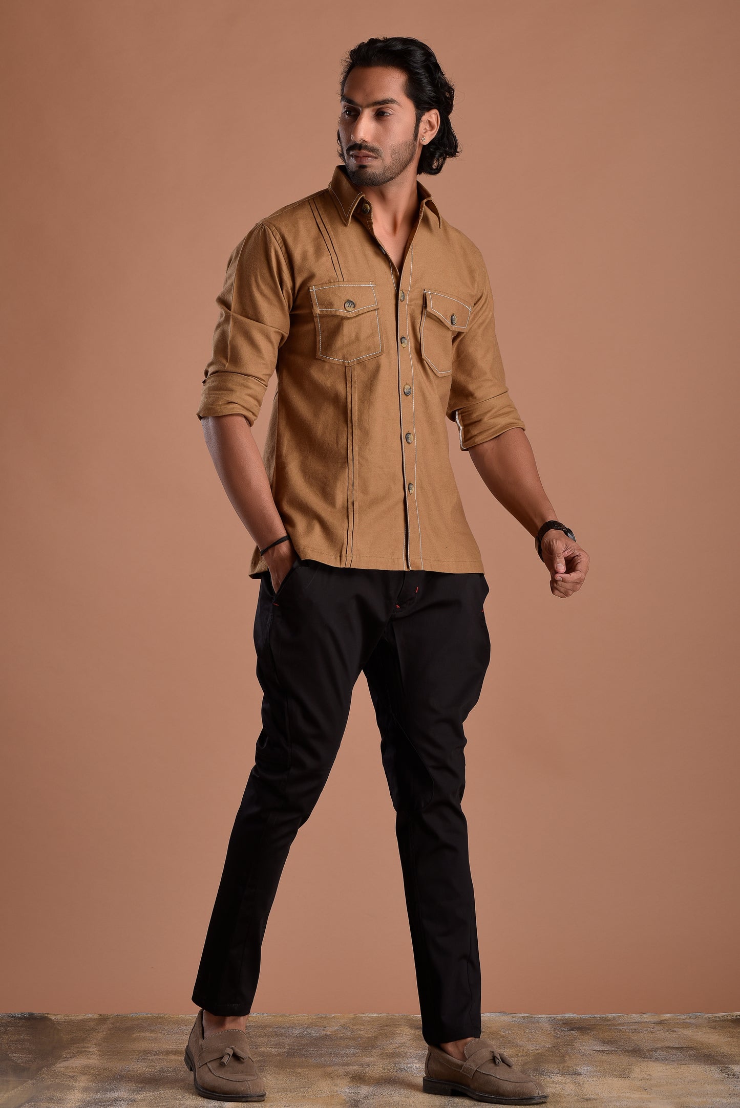 Urban Camel Brown Hunting Style Shirt