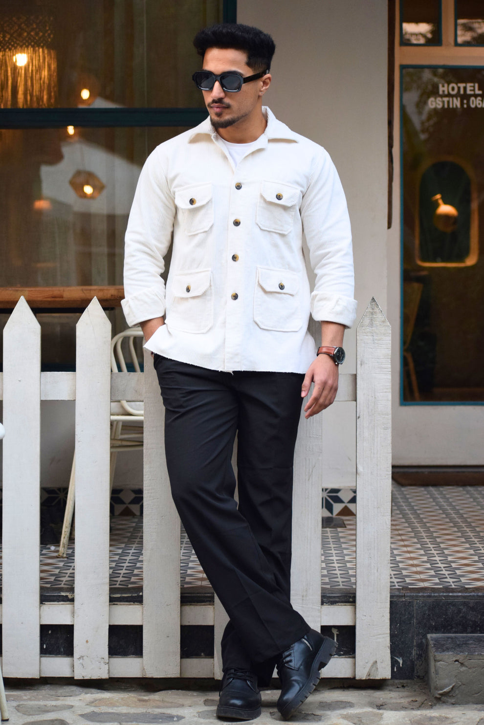 Off-White Corduroy Hunting Shacket for Men – Rajanyas