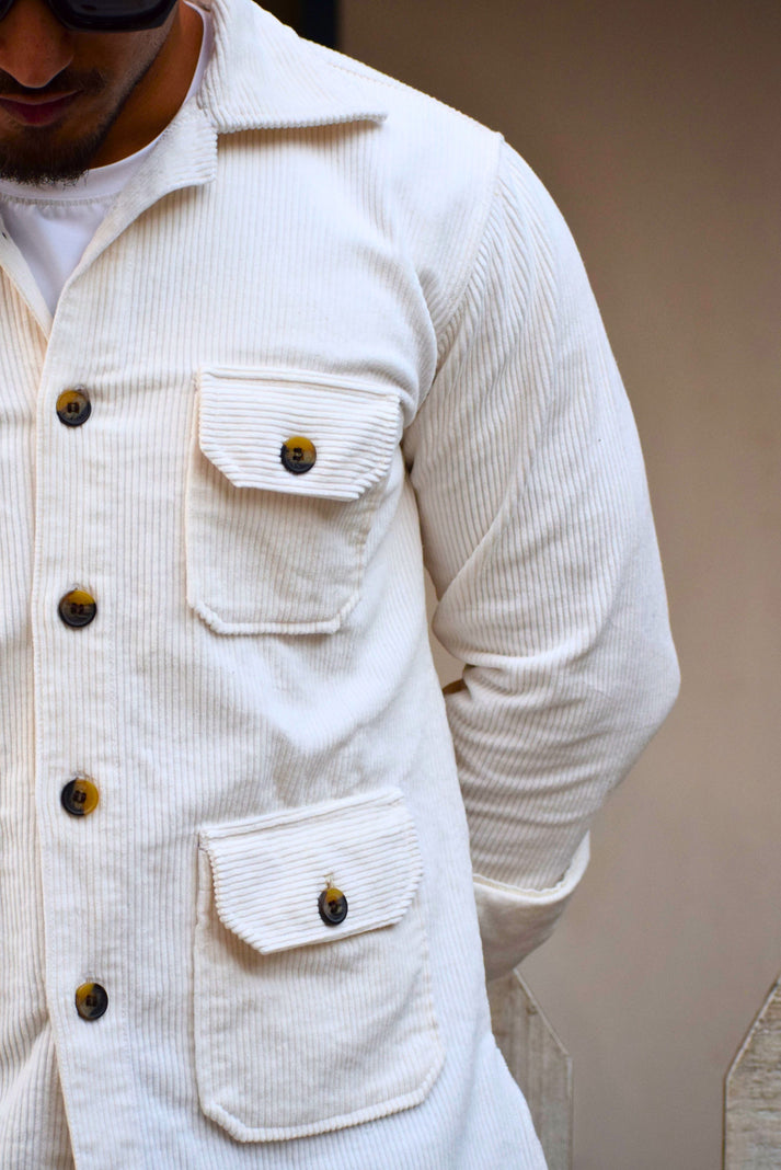 Off-White Corduroy Hunting Shacket for Men – Rajanyas