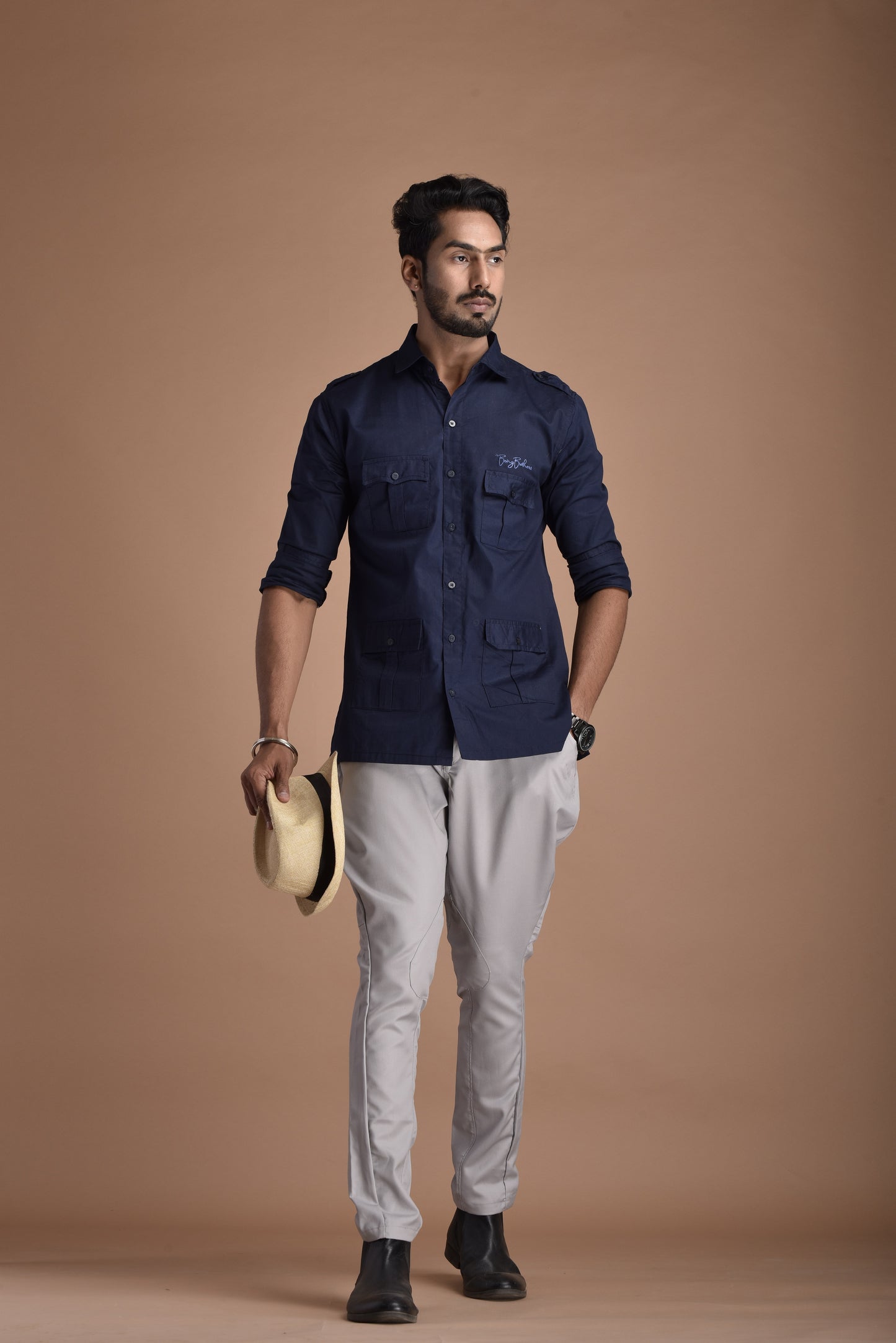 Being Brother Rajputana Navy Blue Hunting Shirt