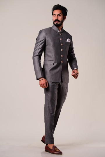 Dark Grey Royal Jodhpuri Suit for Men My Personal Fit XS