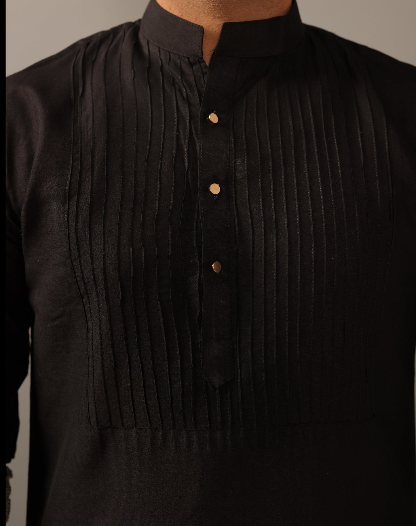 Black Silk Designer Kurta Pajama Set
