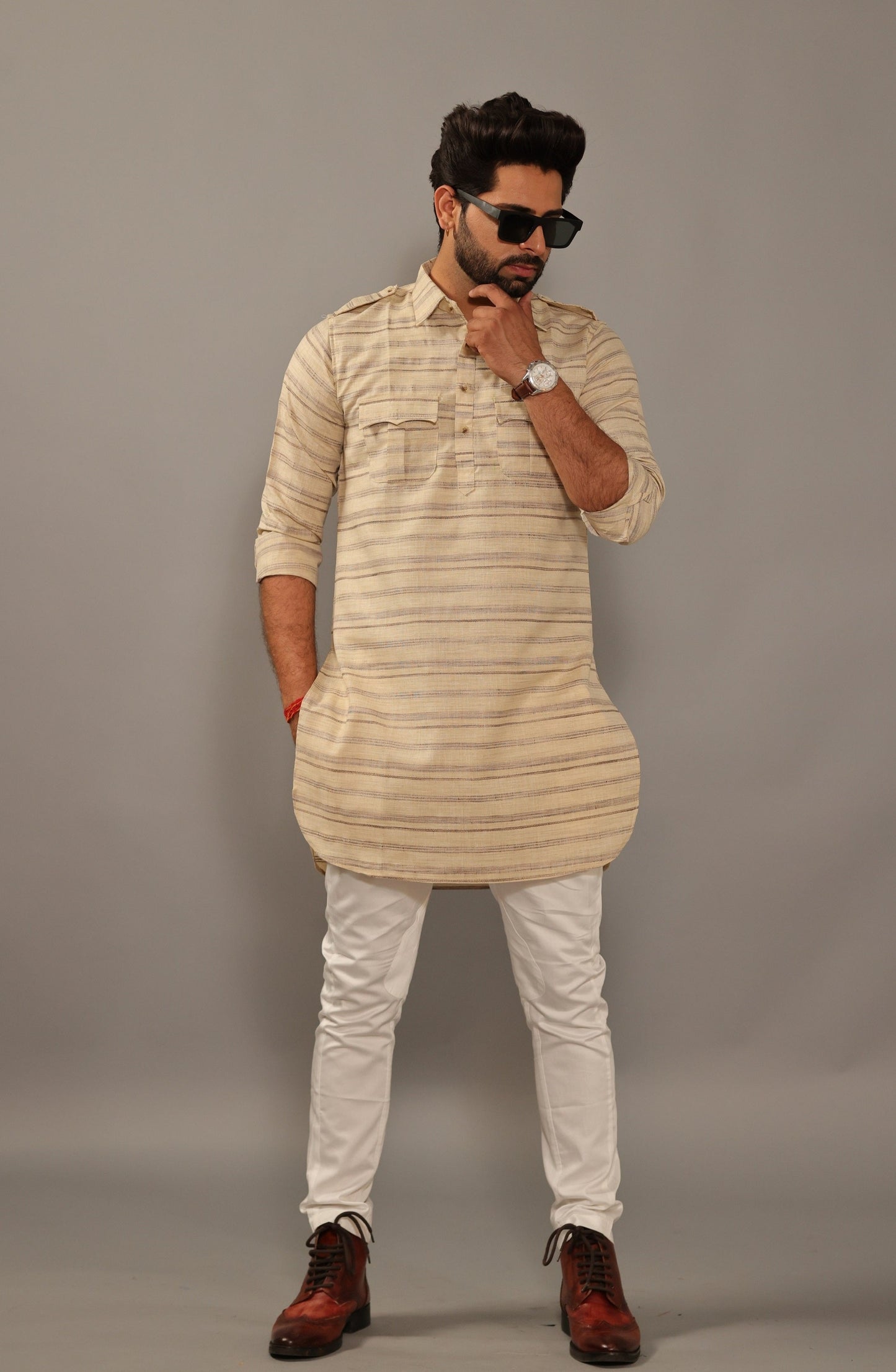 Khaki Brown Hunting Kurta Pajama Set