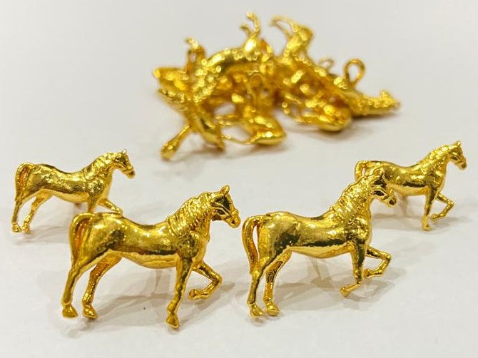 Handmade Exclusive Golden Riding Horse Button