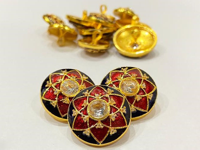 Handmade Red Star Petal Flower Buttons