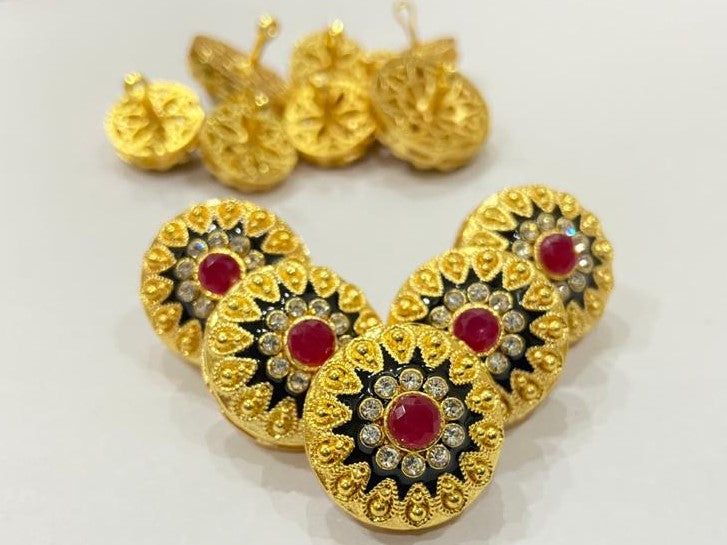 Handmade Golden Petal Black Meenakari Buttons